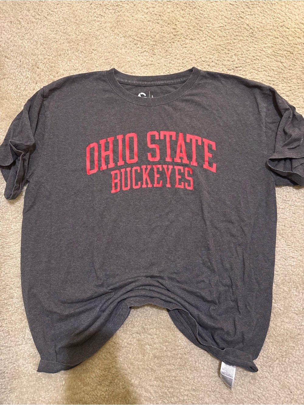 Ohio State Buckeyes Kids Gray T‑Shirt with Red Logo